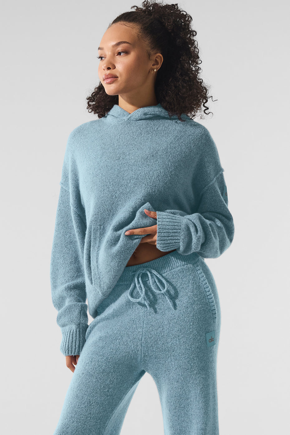 Wool Cashmere New Class Hoodie   Celestial Blue Granite Heather