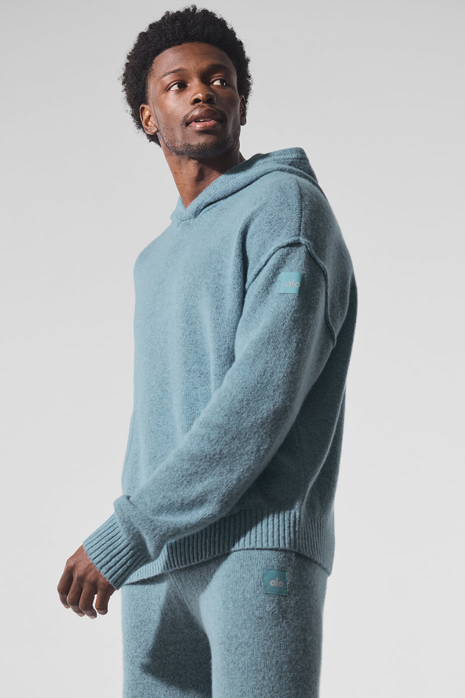 Wool Cashmere New Class Hoodie   Celestial Blue Granite Heather