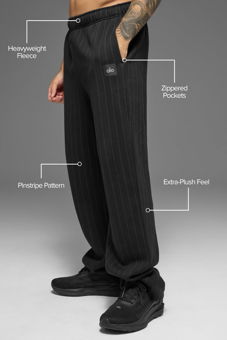 Alternative view of Pinstripe Straight Leg Sweatpant   Black Pinstripe