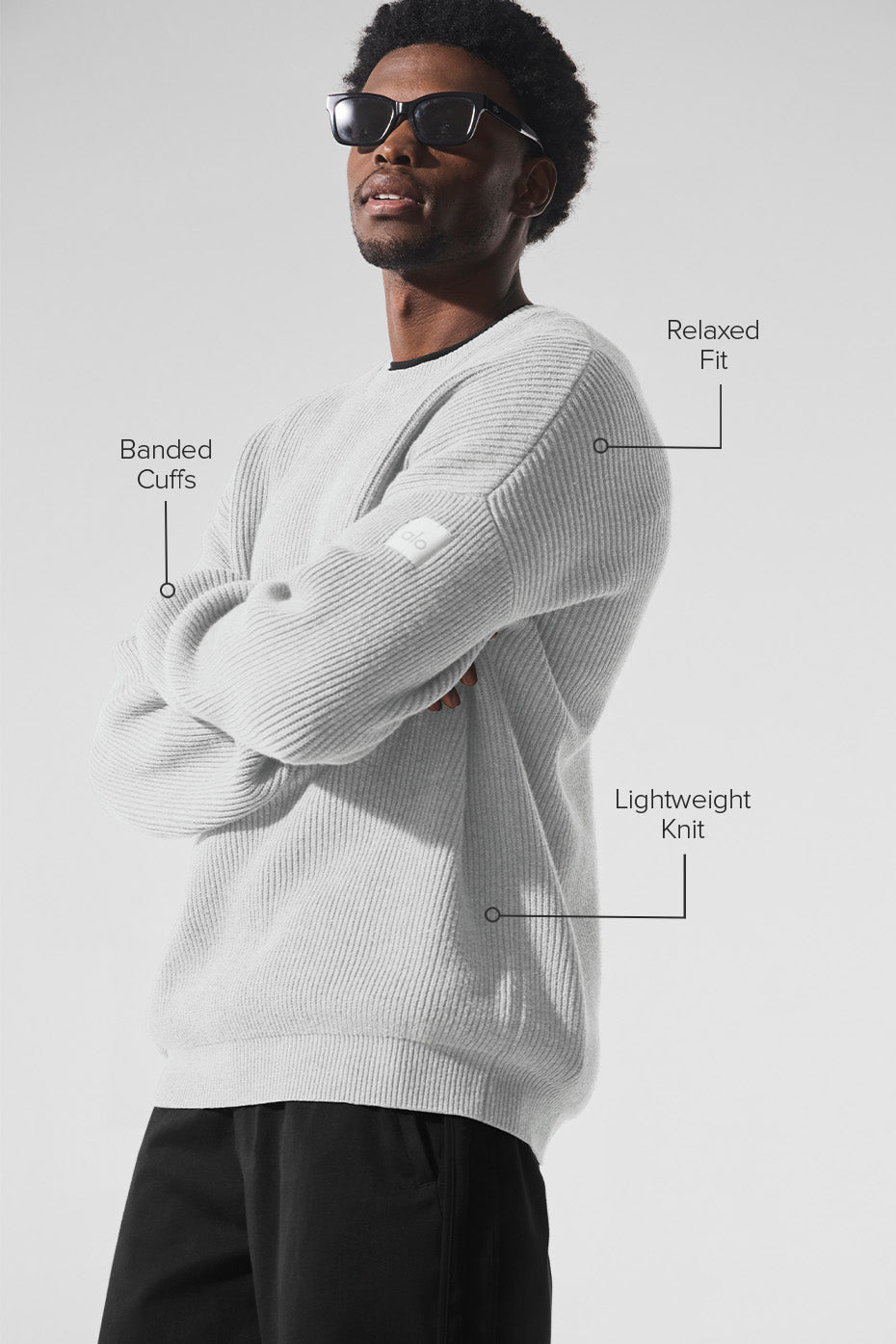 Alternative view of Domain Rib Knit Crew Sweater   Athletic Heather Grey