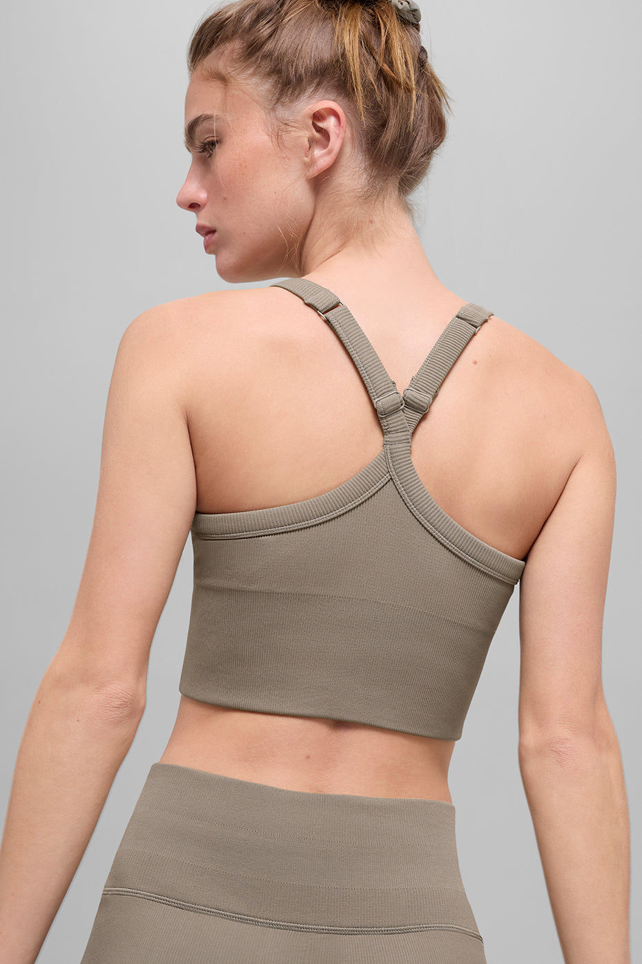 Alternative view of Seamless Ribbed Favorite Bra Tank   Light Cocoa