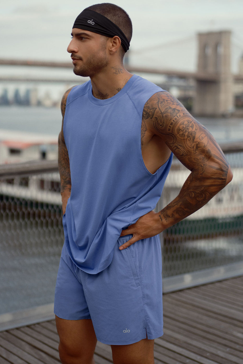 ALO Vapor Muscle Tank   Provence Blue