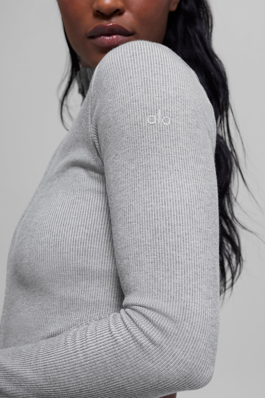 Alternative view of Seamless Two Tone Rib Jacket   Light Misty Grey Heather