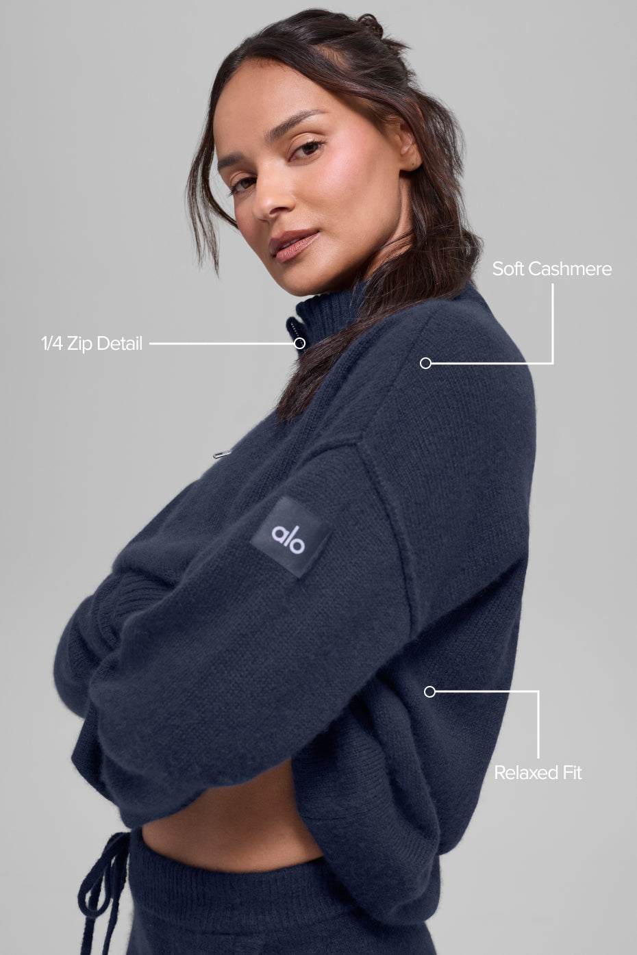 Alternative view of Wool Cashmere New Class 1/4 Zip Pullover   Navy