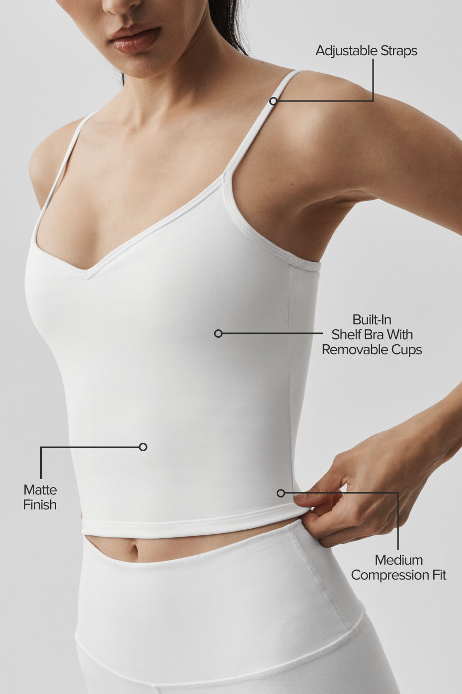 Alternative view of Airbrush Refined Bra Tank   White