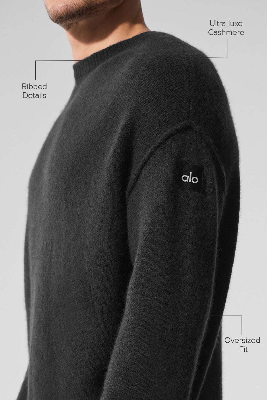 Alternative view of Unisex Wool Cashmere New Class Crewneck Sweater   Black