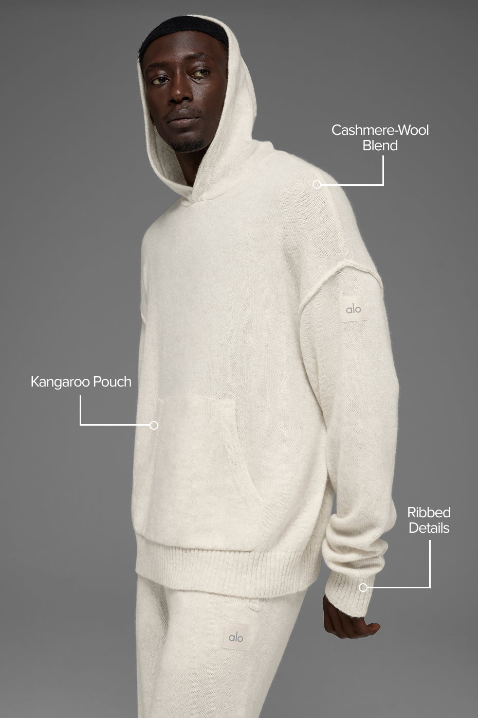 Alternative view of Wool Cashmere New Class Hoodie   Bone Heather
