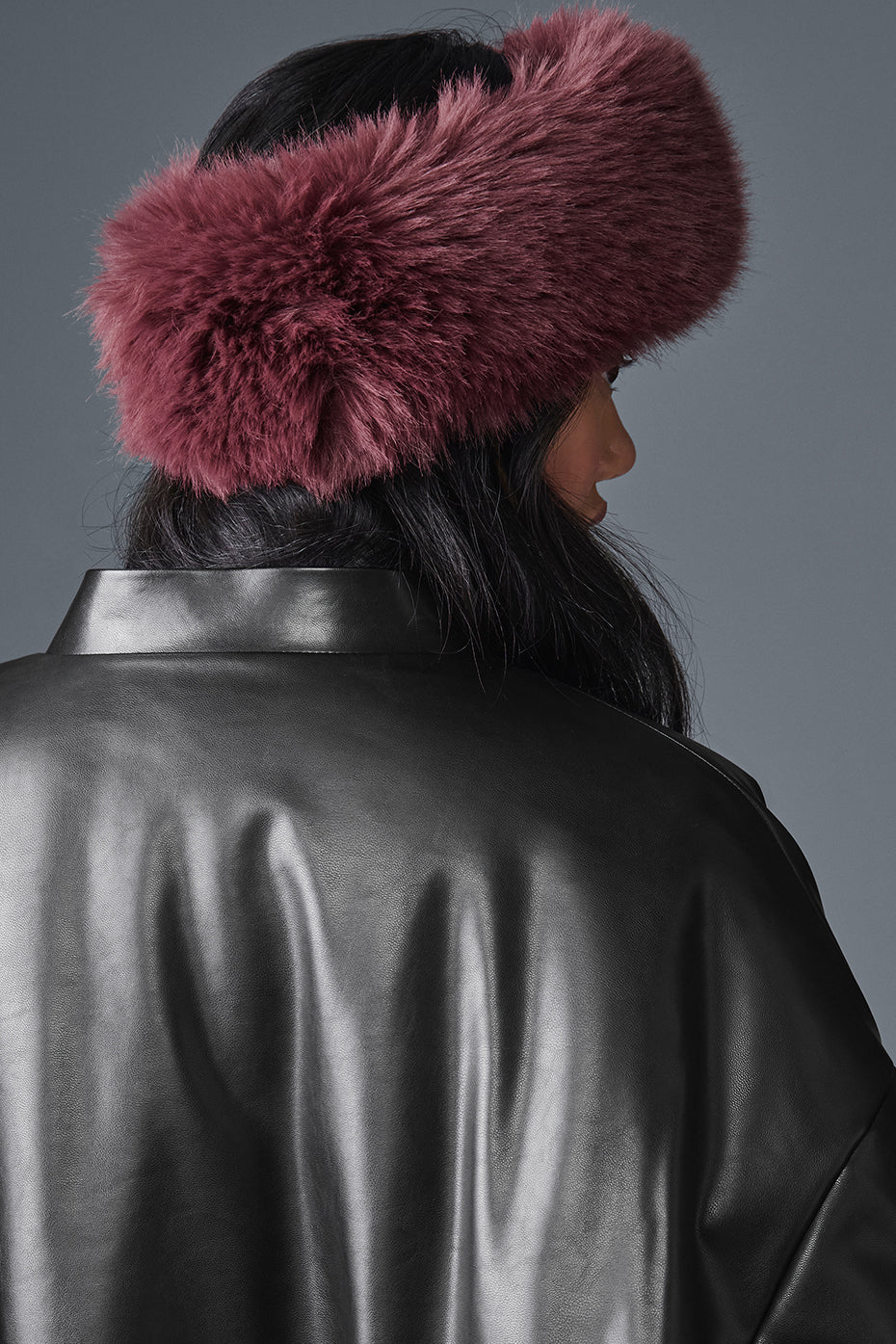 Alternative view of Opulent Faux Fur Wintersun Headband   Burgundy Truffle