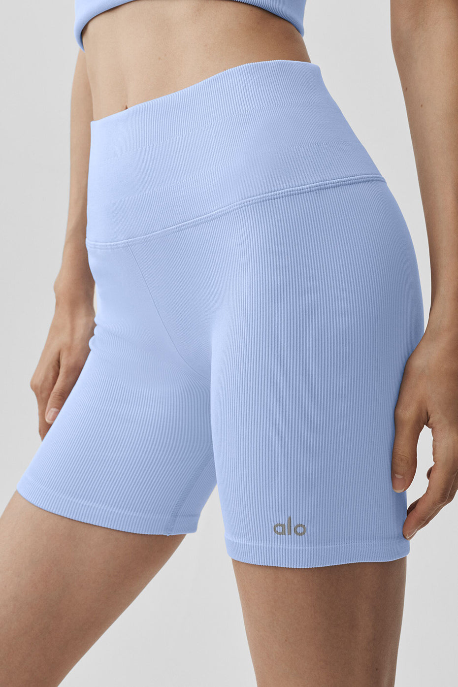 Alternative view of 5" Seamless Ribbed Favorite Short   Light Provence Blue