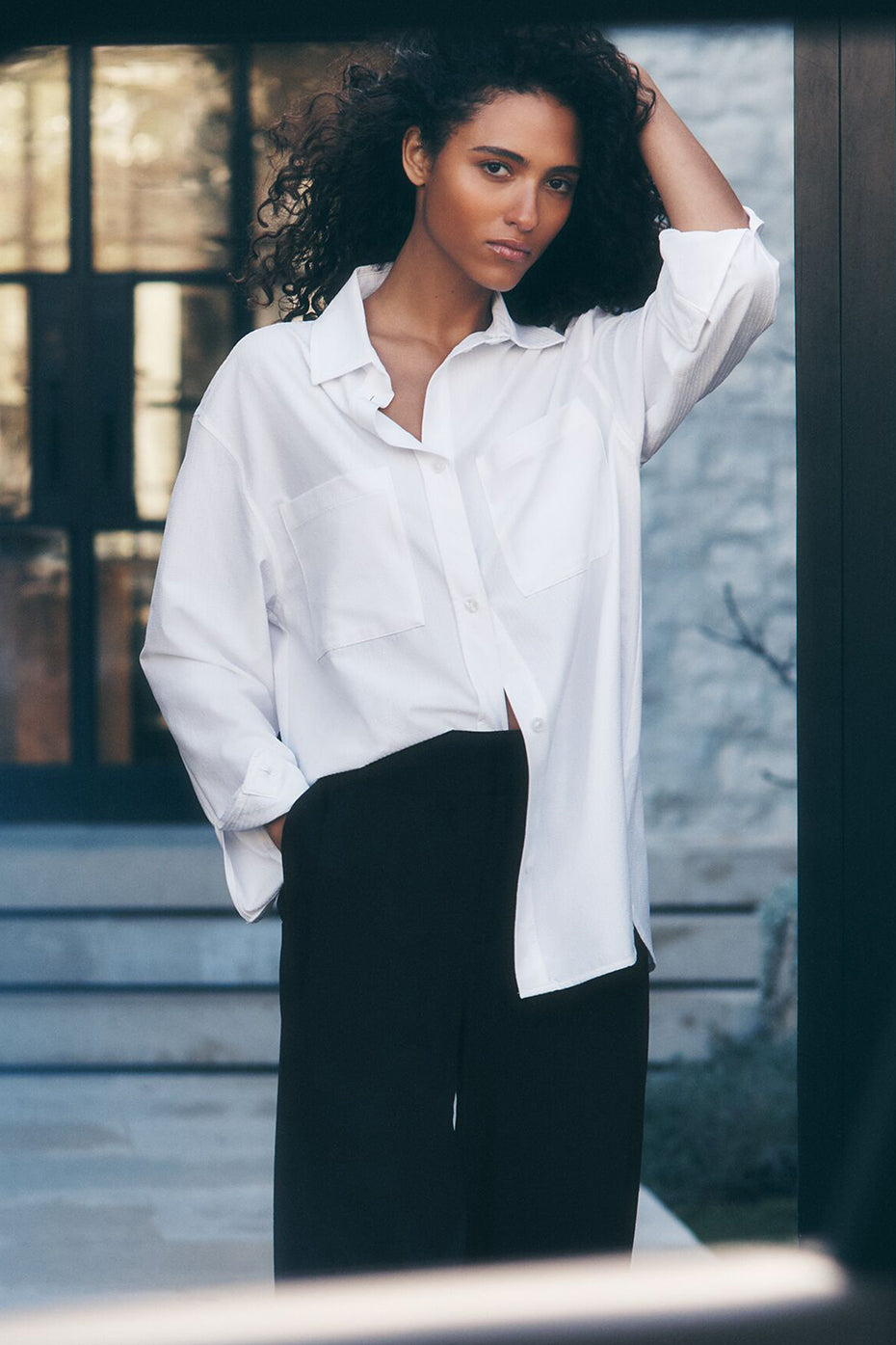 Dreamscape Button Down Long Sleeve   White