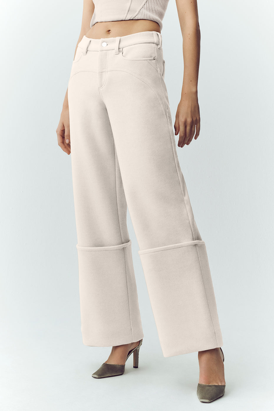 Wool Blend Nightcap Wide Leg Pant   Cafe Au Lait