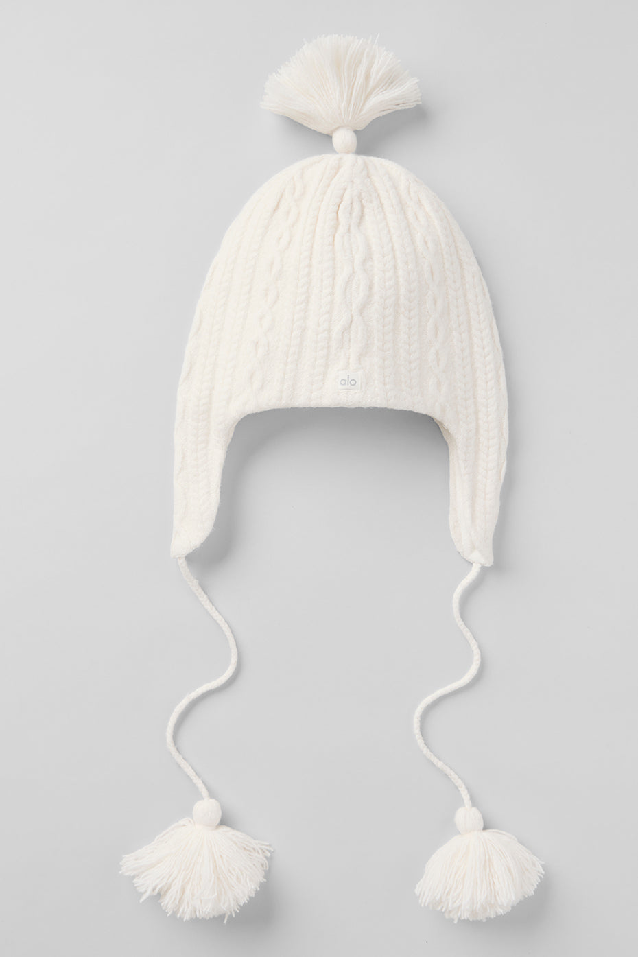 Cable Knit Winter Bliss Earflap Beanie   Ivory