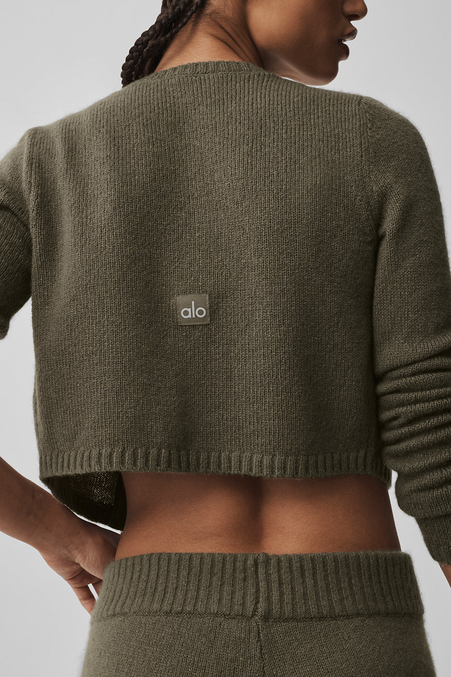 Alternative view of Wool Cashmere New Class Cropped Cardigan   Olive Tree